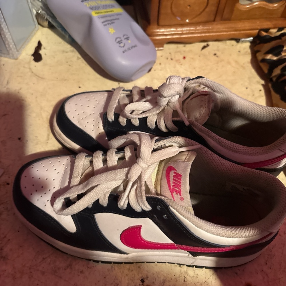 Nike Kids' White and Pink Swoosh Sneakers